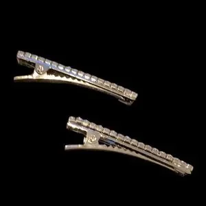NEW HAIR ACCESSORIES:Hair barrettes with faux diamonds on gold tone base- Accessories | New Hair Accessorieshair Clips With Faux  main image 3